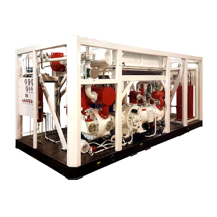 Компресорна установка для низького вхідного тиску з інтегрованим блоком осушки газа